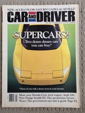 Car and Driver Magazine May 1991 Virage, Vector W8, Miata, Top Fuel