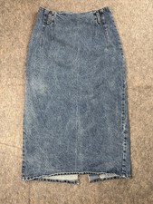 VTG 80s Stuffed Shirt Jeanswear Denim Maxi Skirt Made USA Bronze Snaps Sz 9/10