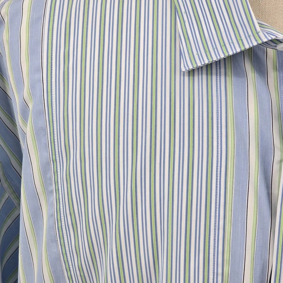 Nat Nast Dress Shirt NEW Striped Blue Green White 4XT - Image 2 of 4