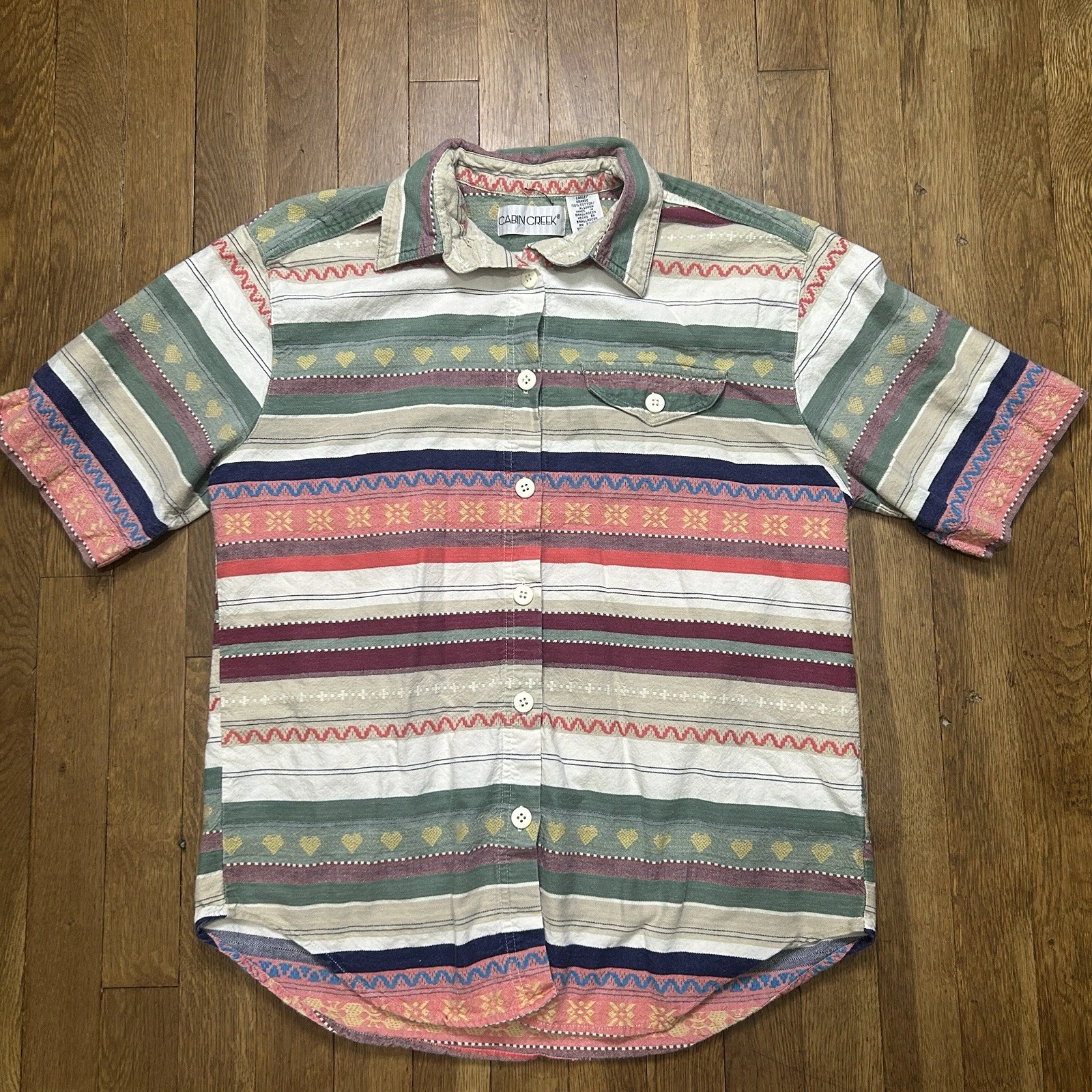 Vintage Multicolor Boho Hippie Button Up Cabin Creel Large Women’s