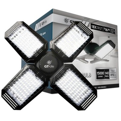 15,000 Lumen LED Adjustable 4 Panel Bulb 140W Daylight E26 Base Garage Light for
