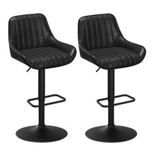 1/2x Barhocker Barstuhl höhenverstellbar 360° drehbar mit Rückenlehne Fußstütze