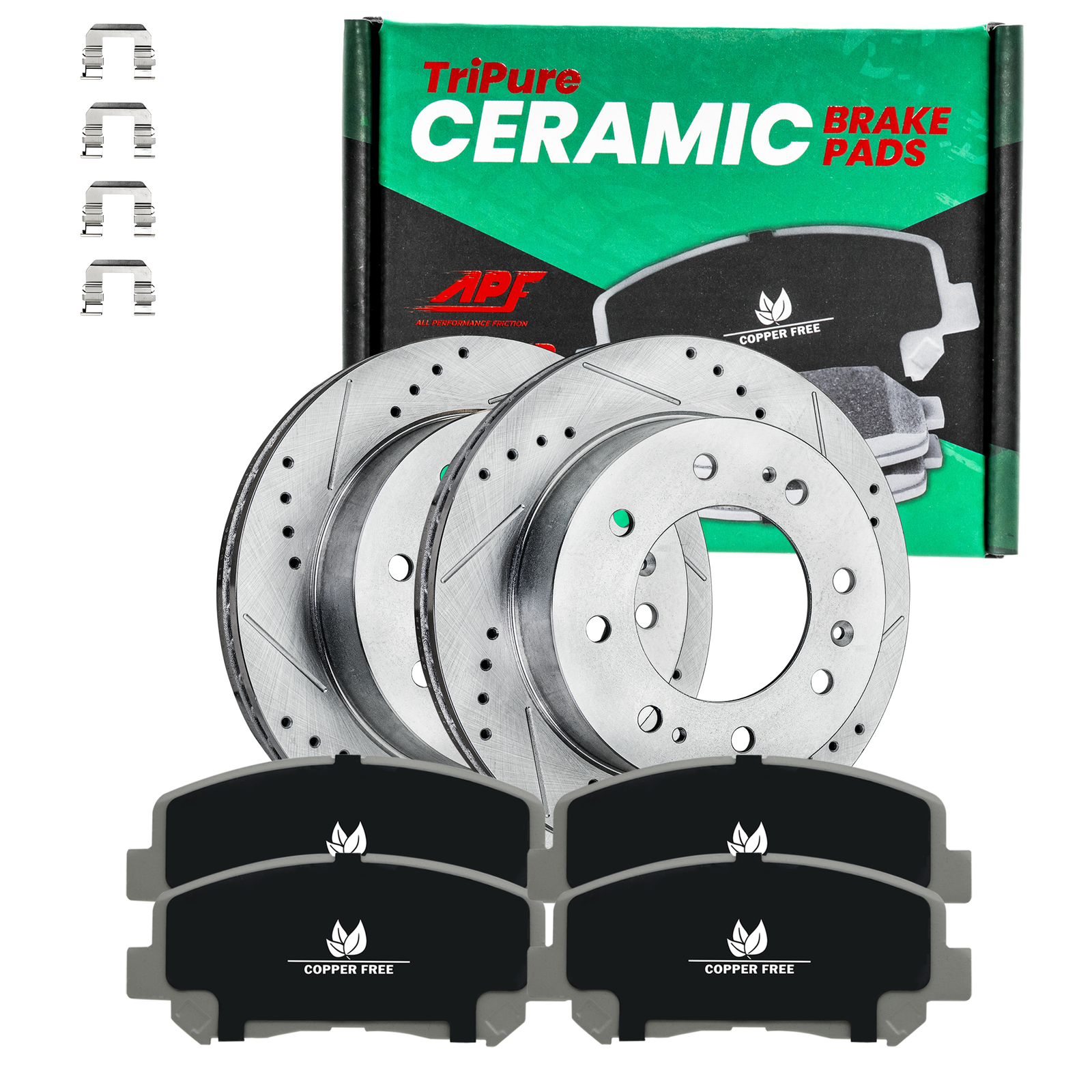 Front Drill/Slot Rotors + Ceramic Copper Free Brake Pads For Chevy/GMC 2001-2020