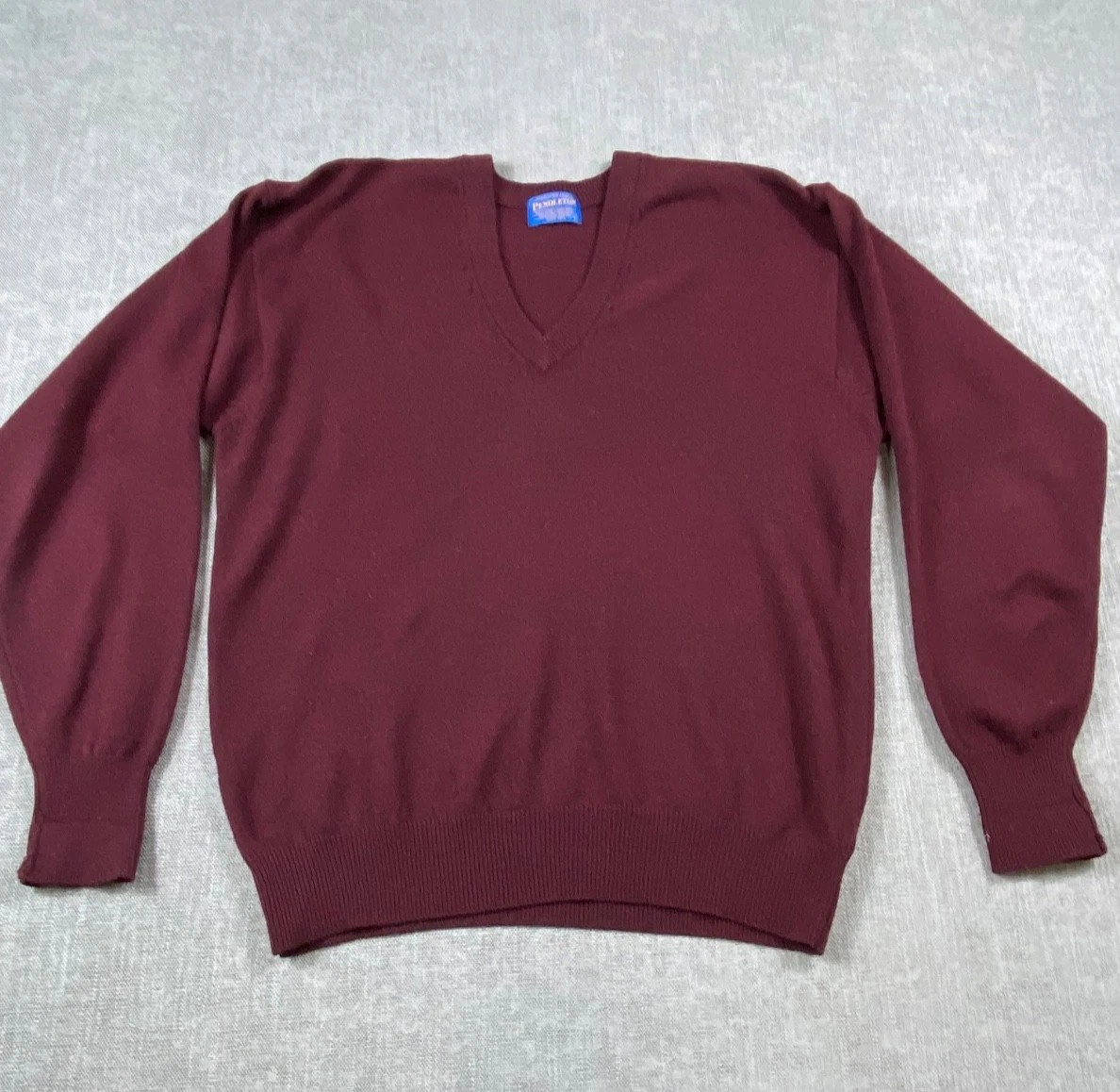 VTG Pendleton Sweater Men’s V-Neck Grandpa Large 100% Virgin Wool Maroon 90s