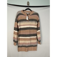 NWT American Eagle Outfitters Striped Waffle Knit Button Neck Sweater Dress XS
