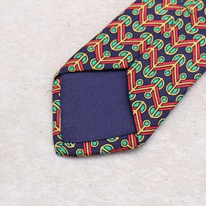 Hermès Silk Tie Zigzag Pattern Red 146cm Used - image 9