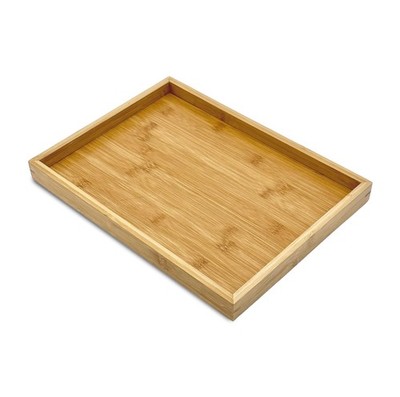 Bamboo Serving Tray Rectangular Natural Wood Kitchen Restaurant 13.75x10.25