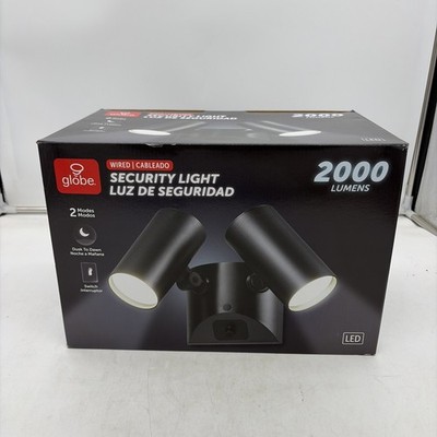 Globe Electric Twin Head LED Security Light, 22W,Dusk To Dawn. A8. 019