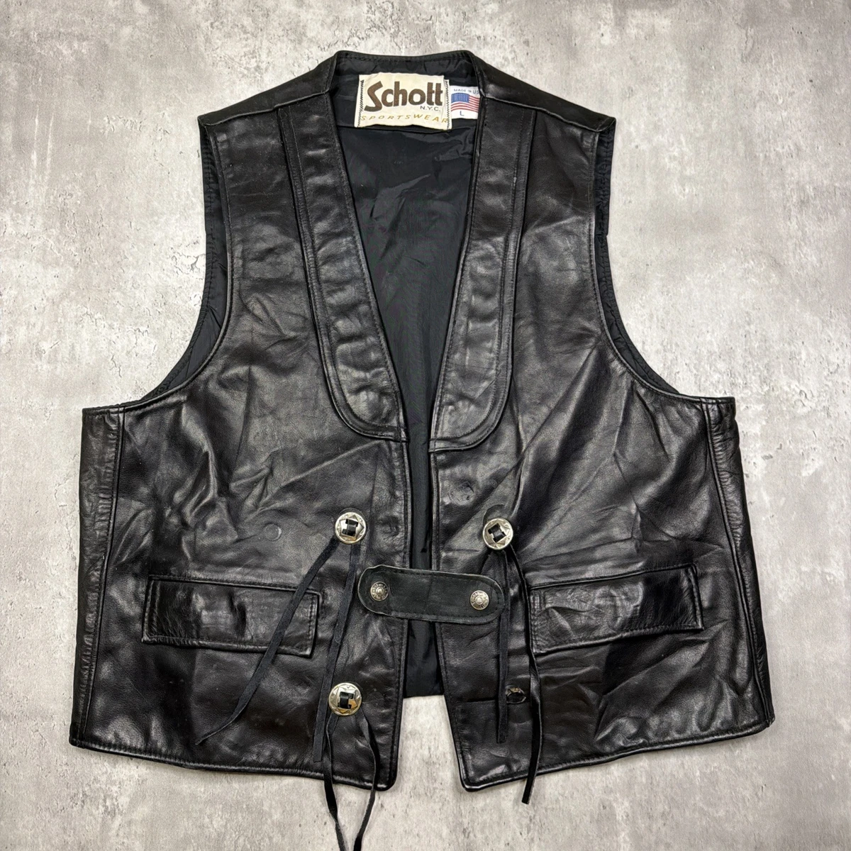 SCHOTT Vest Coats, Jackets & Vests Leather Outer Shell for Men for