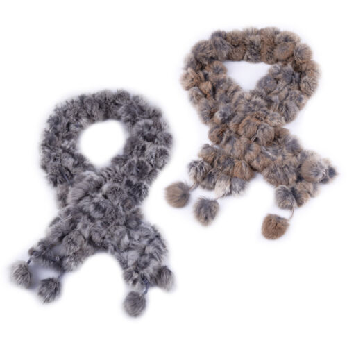 Winter Fashion Warm Rabbit Fur Ball Scarf Shawl For Women Ladies Real Fur Wraps - Afbeelding 1 van 5