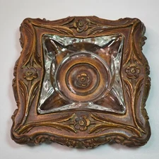 Rare 1974 Vintage Jaru California Pottery 2 Piece Ashtray 