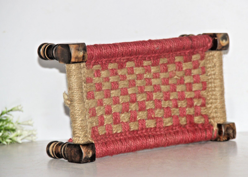 Vintage Colorful Wooden Handmade Traditional Jute Rope Charpai Khat khatli Stool - Picture 6 of 11