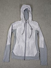 North Face Jacket Womens XS Heather Grey Fleece Hoodie Full Zip Ribbed Sleeve