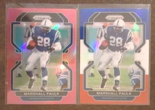 MARSHALL FAULK lot (2) 2021 Prizm Pink And Red White Blue Prizms Colts.  A2A