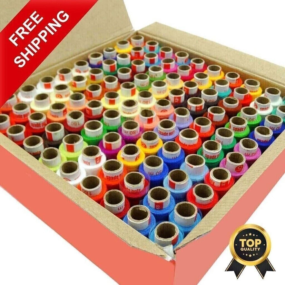 100 Pcs Set Assorted Color Polyester Thread Spool Spun Sewing Supplies Quilting - Image 3 of 3