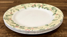 Corelle Impressions Yellow Rim Holly Berries Vines (4) 8-1/2" Luncheon Plate (s)