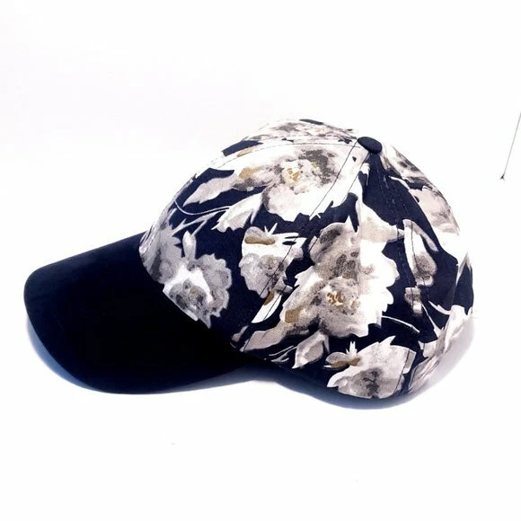 INC Floral Cotton,Suede Brim Women Adjustable Band Baseball Cap Navy