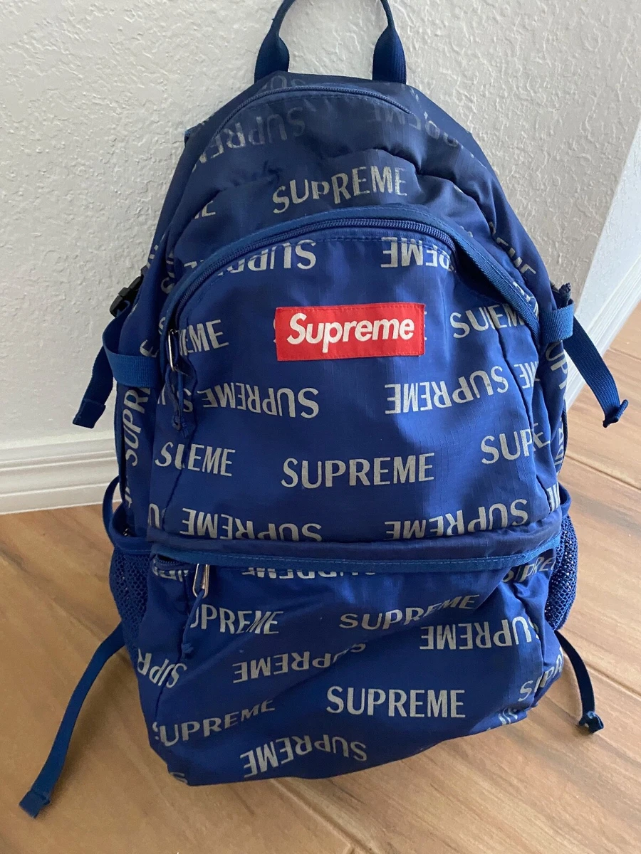 Supreme FW16 3M Reflective Repeat Blue Backpack Authentic Original Tag Included