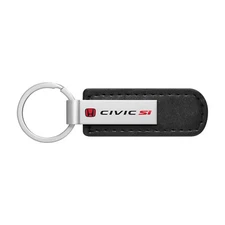 Honda Red Logo Civic Si Black Leather Strap Key Chain