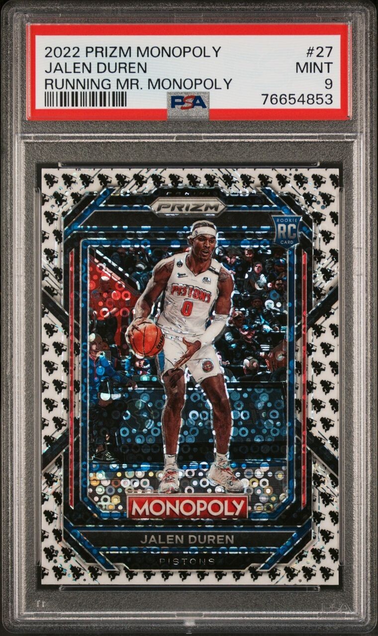 2022-23 Panini Prizm Monopoly Jalen Duren Running Mr. Man Prizm #27 PSA 9