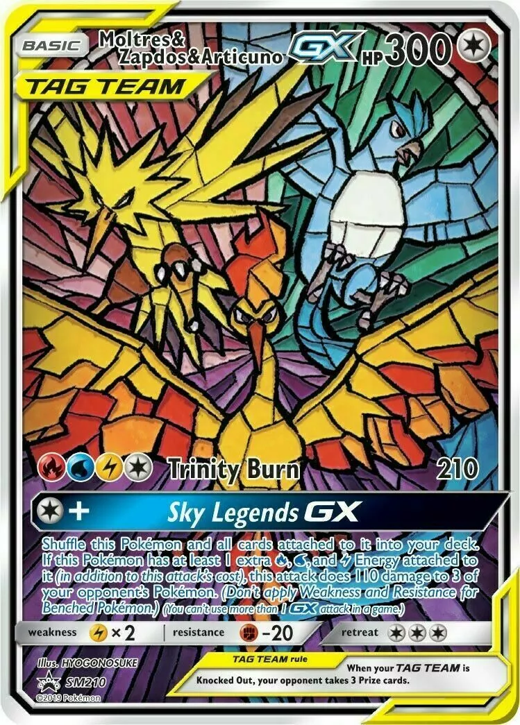 Gorgeous 'Stained Glass' Pokemon Card Features Moltres, Zapdos and