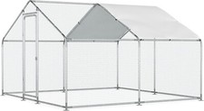 Large Chicken Coop Walk-In Poultry Cage Metal Hen House Chicken Run w/Cover Farm