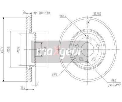 2 St. Bremsscheibe MAXGEAR 19-2334 Vorderachse für Opel