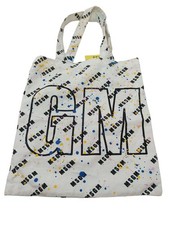 Borsa donna Msgm bianca grafica 100% cotone tote bag