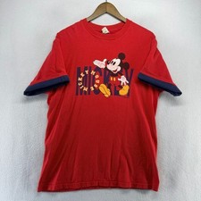 Vintage Mickey Mouse Shirt men's Large Red Graphic Disney USA made Carolina 80s