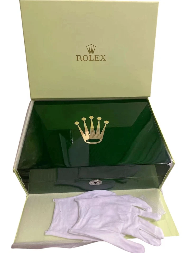 Rolex 10 Watch Luxury Large Display Box Green - Piano Wood