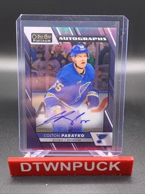 2023-24 O-Pee-Chee Platinum Blue Rainbow Auto Colton Parayko #BA-CP Auto 03mw