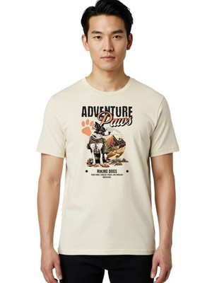 Adventure-Paws Mens Graphic Tee,100% Cotton,Casual Summer Wear