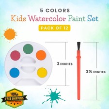 Mini Watercolor Paint Set 12 Pack Kids Art Party Favors Brush Tray