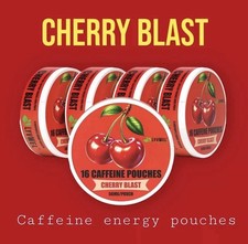 LyvWel Energy Caffeine Decky 5 Jars Tins 56mg pouches Cherry Blast Lip pillow