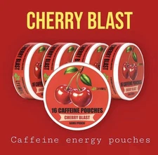 LyvWel Energy Caffeine Decky 5 Jars Tins 56mg pouches Cherry Blast Lip pillow