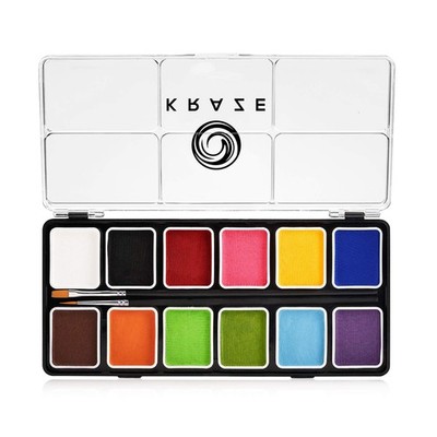 Fundamentals Professional 12 Color Face Paint Palette (6 gm) with 2 Brushes -...