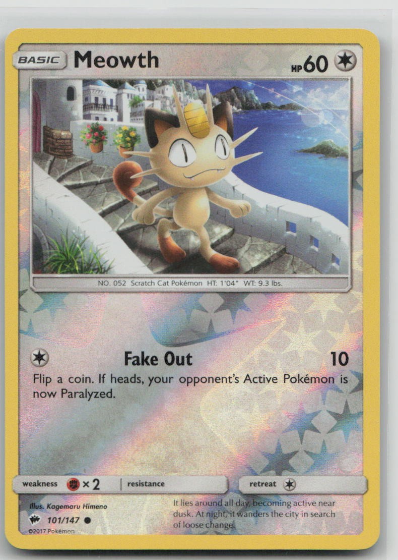 Meowth 101/147 Common Burning Shadows NM Pokemon