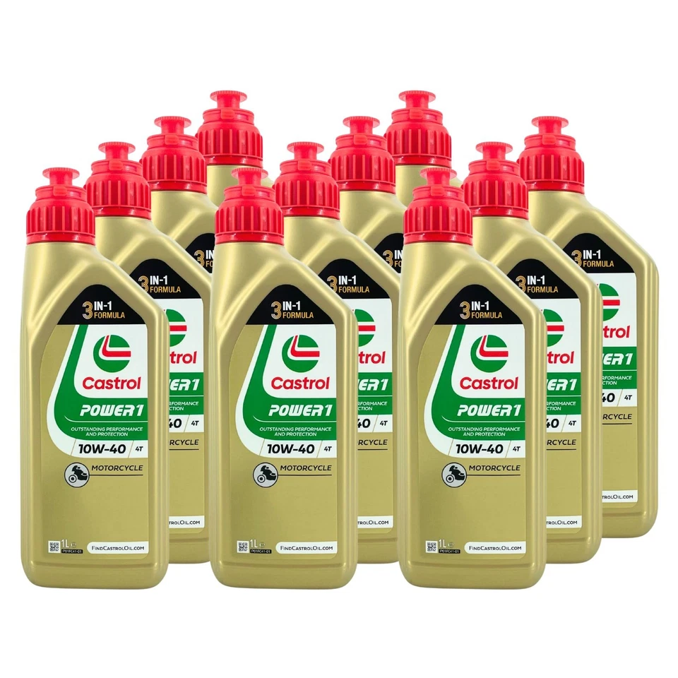 11x1 Liter Castrol Power 1 4T 10W-40 Motorradöl API SN JASO MA-2 - Bild 1 von 1