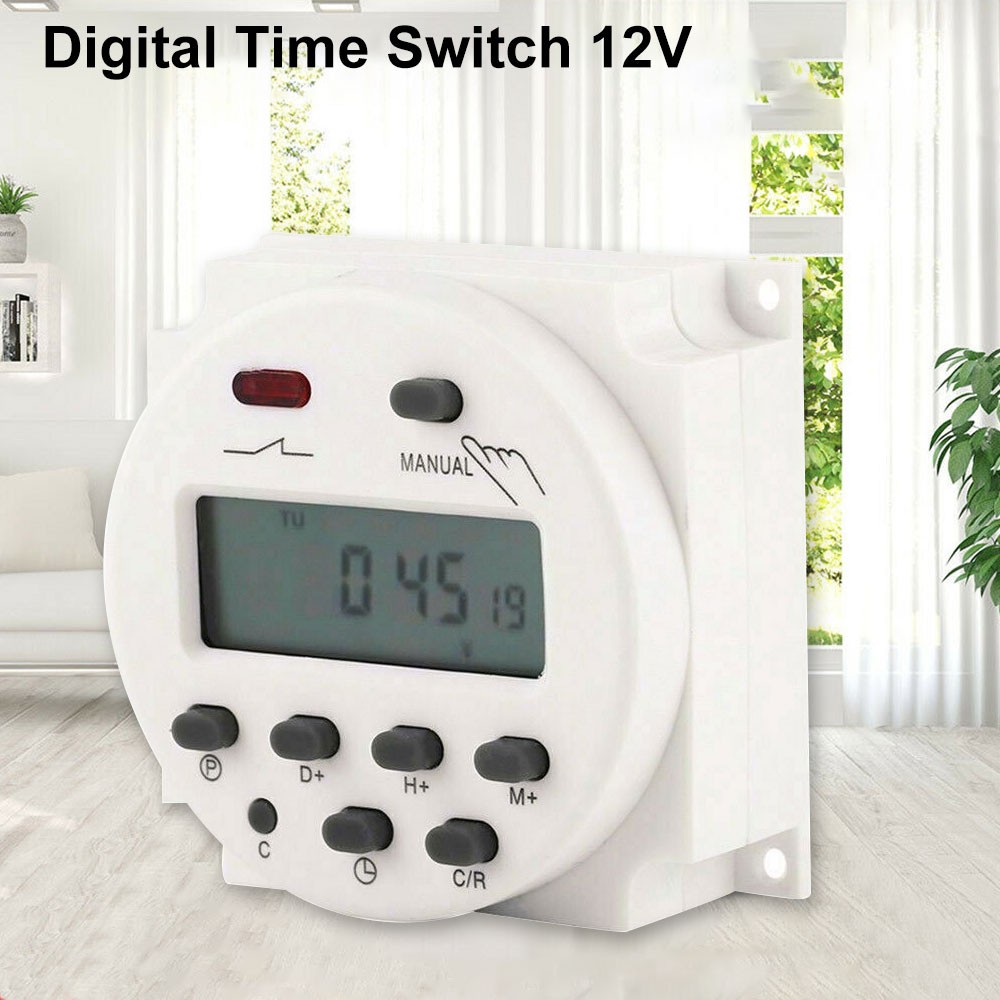 Timer Switch DC 12V 16A LCD Digital Display Programmable Timer Switch Relay UK
