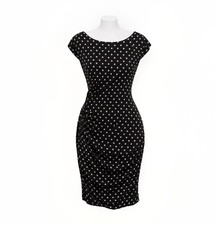 Ann Taylor Silk Chiffon Dress Polka Dot Cap Sleeve Fitted Womens Sz 18 Stretch