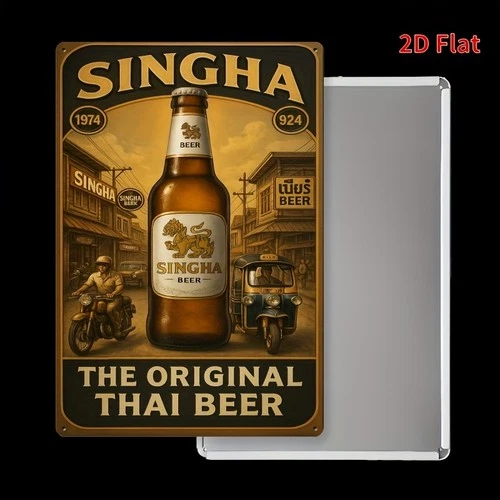 [2D Flat]Singha Beer Vintage Tin Metal Signs Home Décor 8x12 Retro Decorative Be