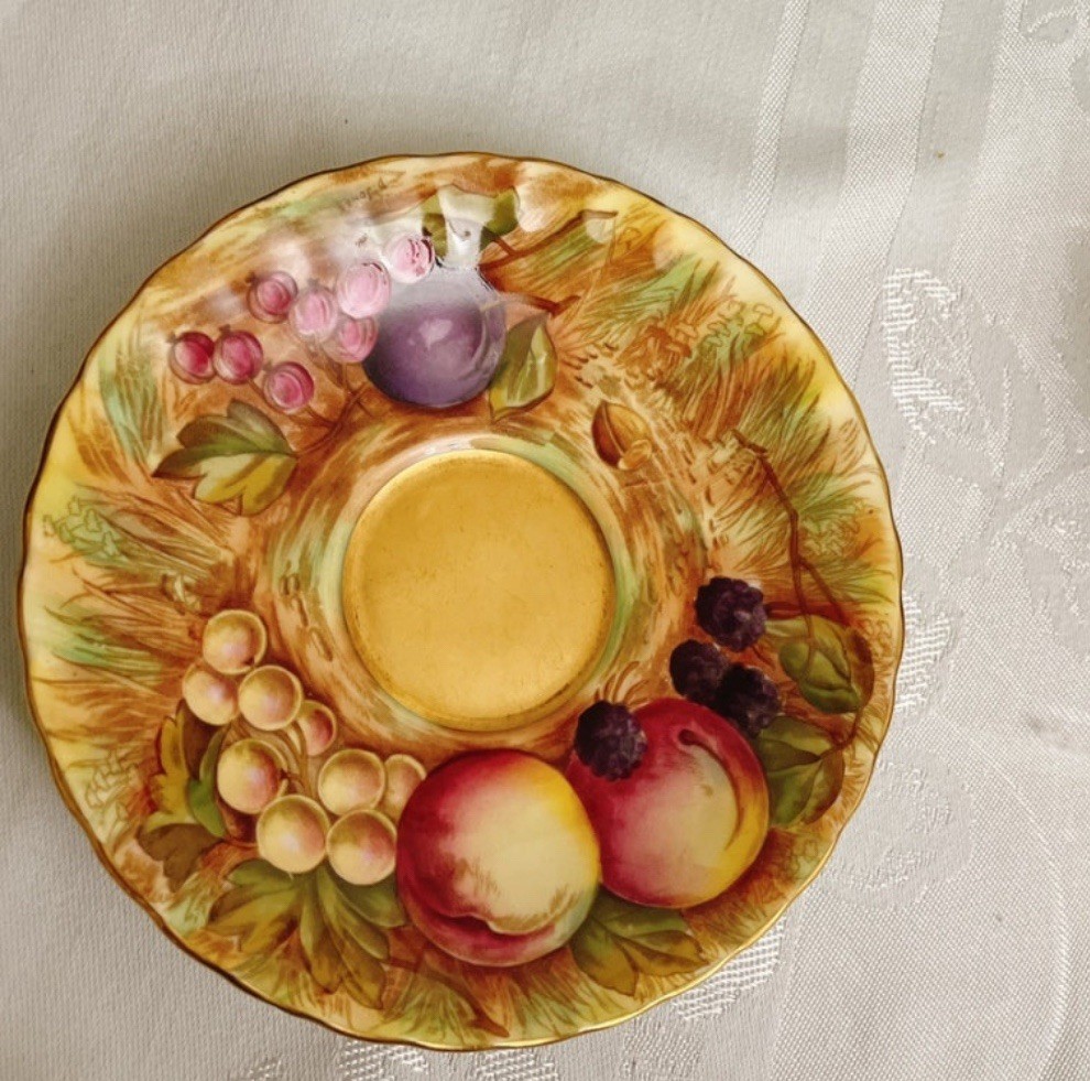 AYNSLEY Orchard Gold CUP & SAUCER Both Signed by D. Jones | eBay
