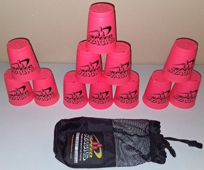 SPEED STACKS 12 WSSA STACKING CUPS SET PINK WITH CARRYING BAG PLAY ALONG