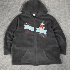 DISNEY Vintage Black Fleece Zip Up Graphic Mickey Embroidery Hoodie