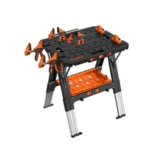 Pony Portable Folding Work Table, 2-in-1 as Sawhorse & Workbench, 31” W