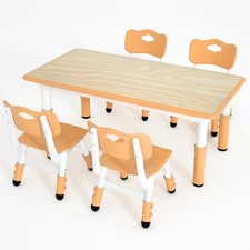 Kids Table and 4 Chairs Set  Height Adjustable Children Table  Chair  Toddlers...
