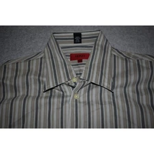 Boss Hugo Boss Dress Shirt Mens Size XL Gray Striped Cotton Button Up