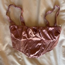 NWT URBAN OUTFITTERS Rose Pink Satin Corset Crop Top Size XL