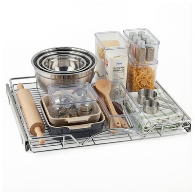 HOLDN' STORAGE Chrome Pull Out Cabinet Organizer Heavy Duty 26''W x 21''D New