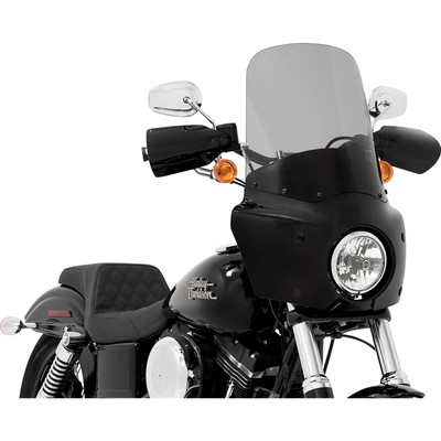 Memphis Shades Roadwarrior Cafe Shield - Black Smoke - 17'' For Harley MEP87012